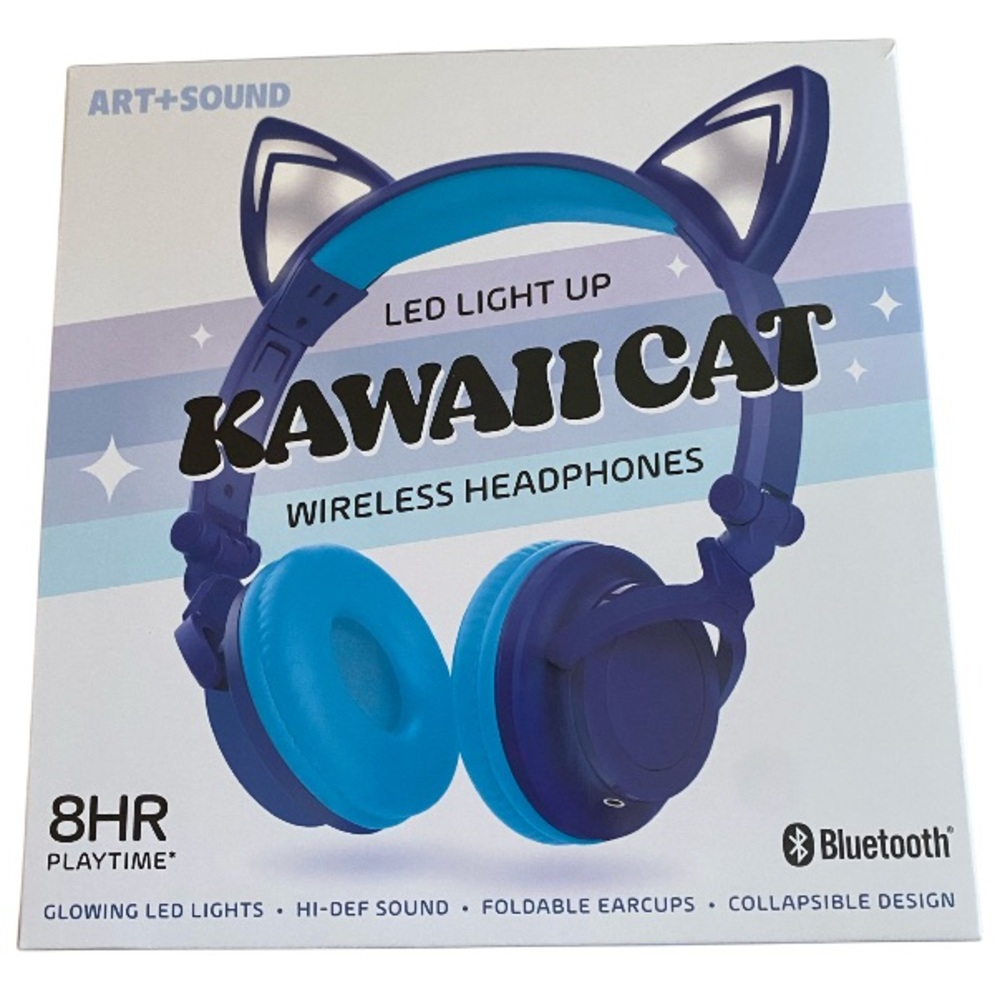 Art+Sound LED Light Up Cat Ears Wireless Headphones New in Box